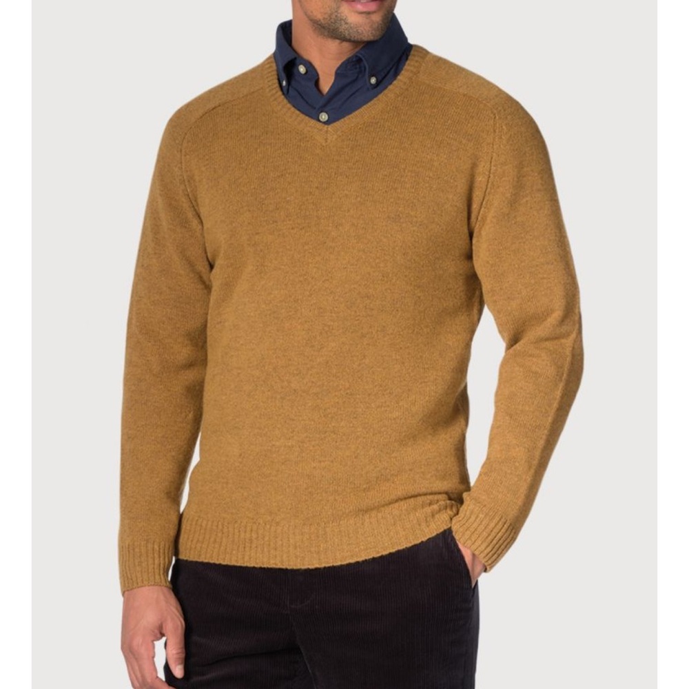 NAUTICA Mens Chestnut Brown V Neck Sweater Size S Small EUC $80